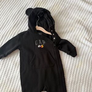 GAP Black Hooded Mickey Mouse Baby Romper Disney